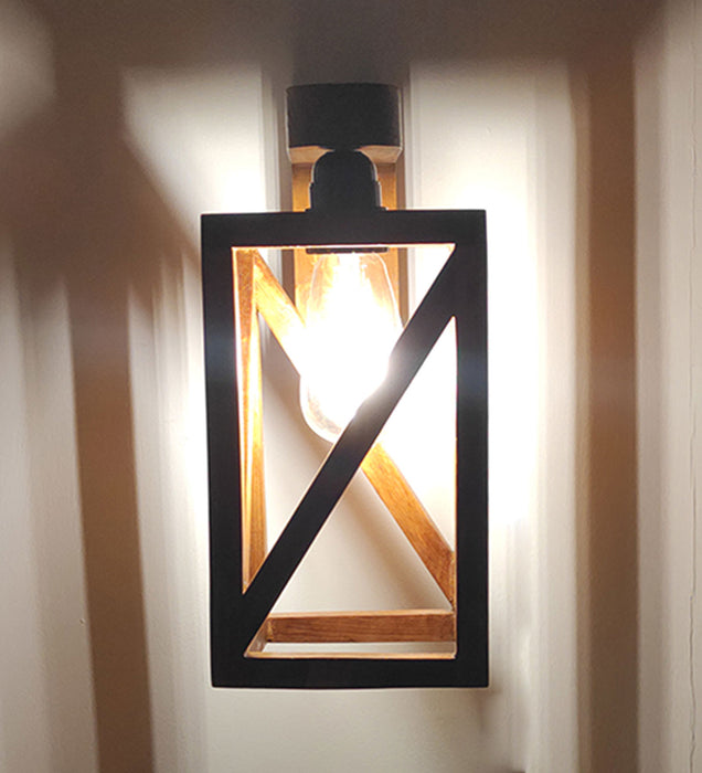 Symmetric Brown Wooden Wall Light for Home | Pendant Ceiling Lamp