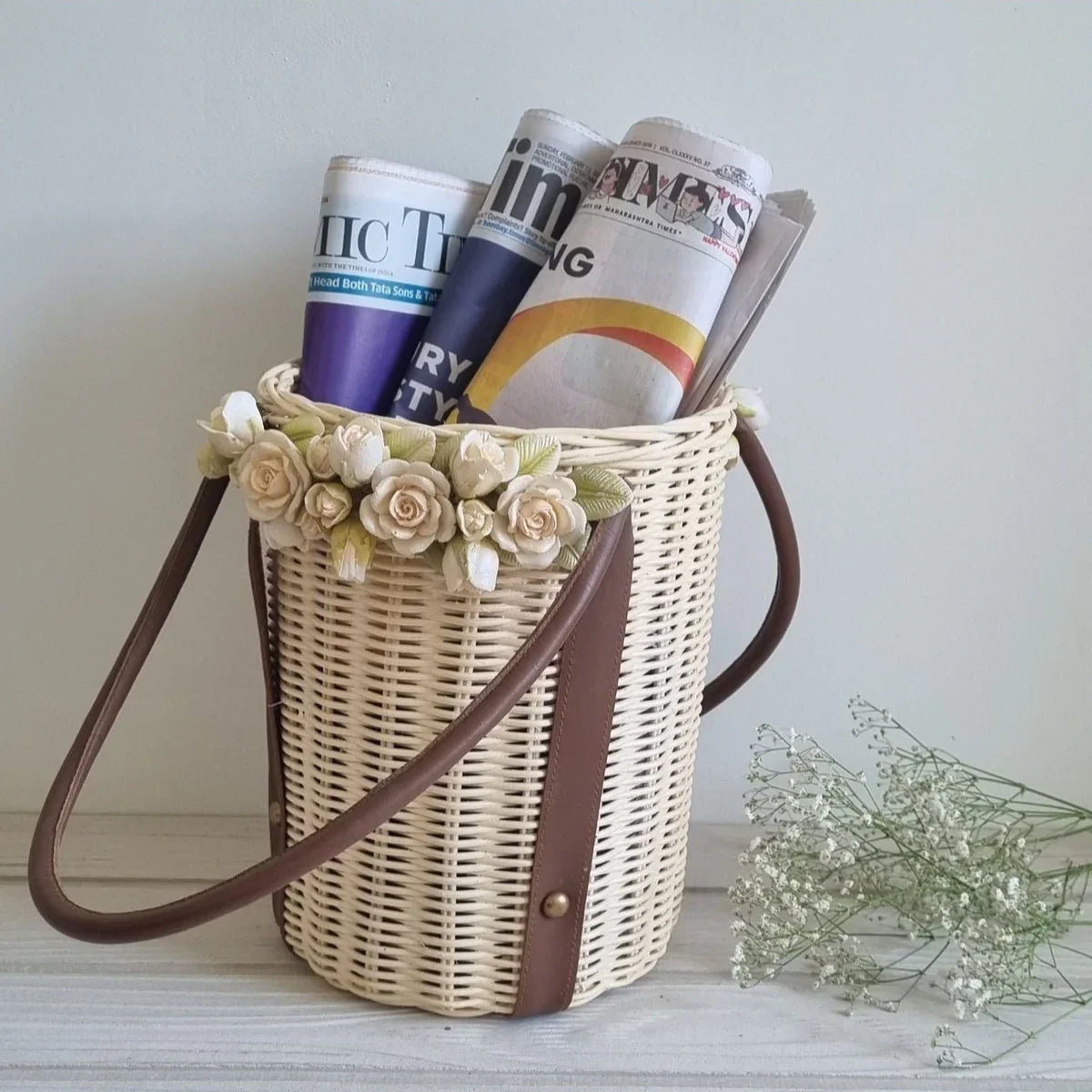 Wreath-Leathered Daisy Basket