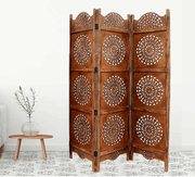 MDF Jali Room Divider with Handcrafted Mango Wood Frame