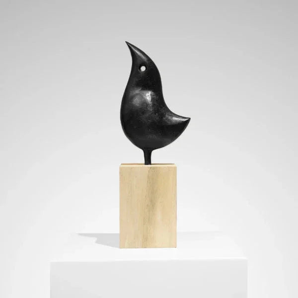 Shadow Perch - Abstract Metal & Wood Bird Figurine
