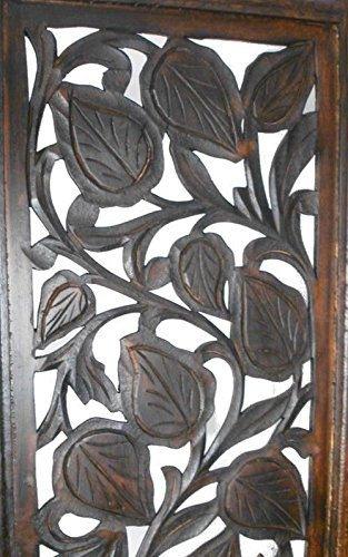 Hand Carved Mango Wood Folding Room Divider with MDF Jali