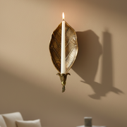 Leaf Metal Wall Candle Sconce | Antique Brass Decorative Wall Décor for Home