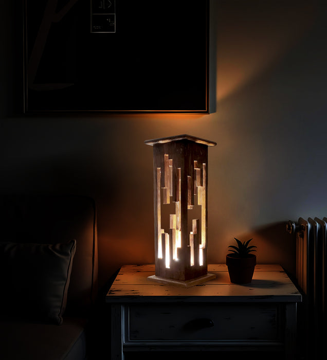 Disperse Wooden Table Lamp with Brown Base