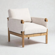 Cabello Solid Oak Wood & Fabric Upholstery