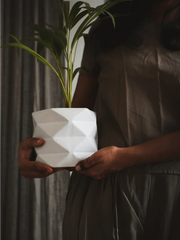 Diamond Ceramic Planter | Modern Indoor Plant Pot with Drainage Hole