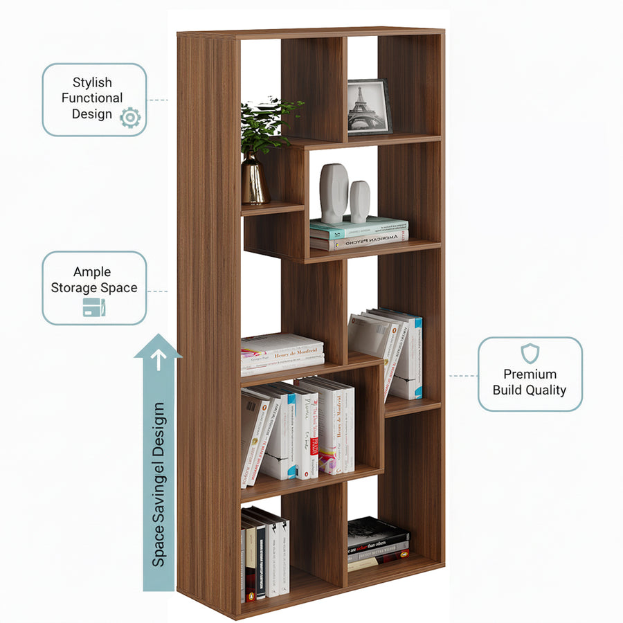 Modern Bookshelf with Storage Shelves - Medina