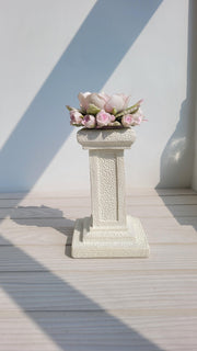 Ivory Blush Pedestaled Candle Stand | Marble Candle Holder