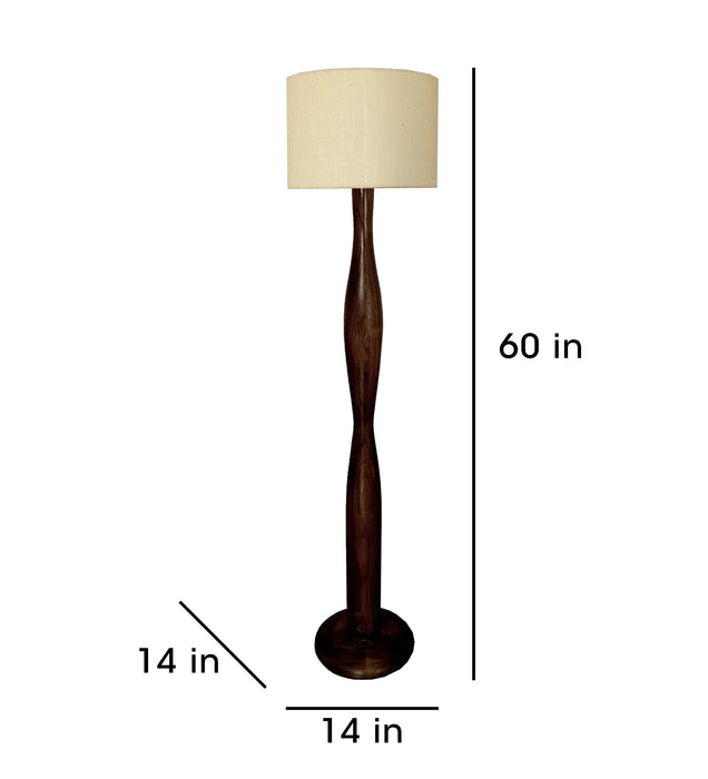 Aristo Wooden Floor Lamp with Jute Fabric Lampshade