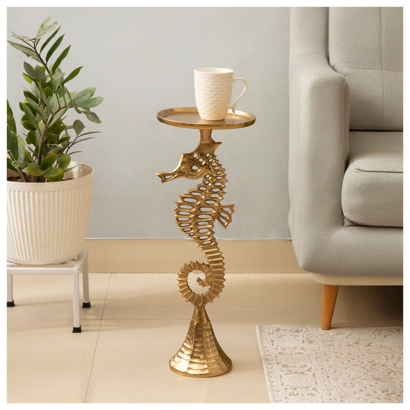 Gold Sofa Side Table | Seahorse Accent Table for Living Room | End Table