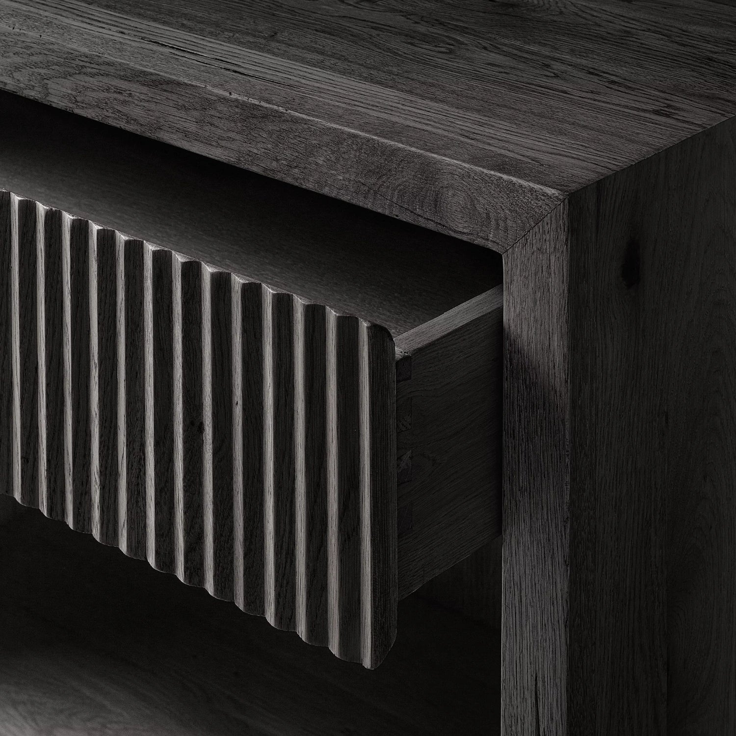 Reed 1-Drawer Ash Black Stained Bedside