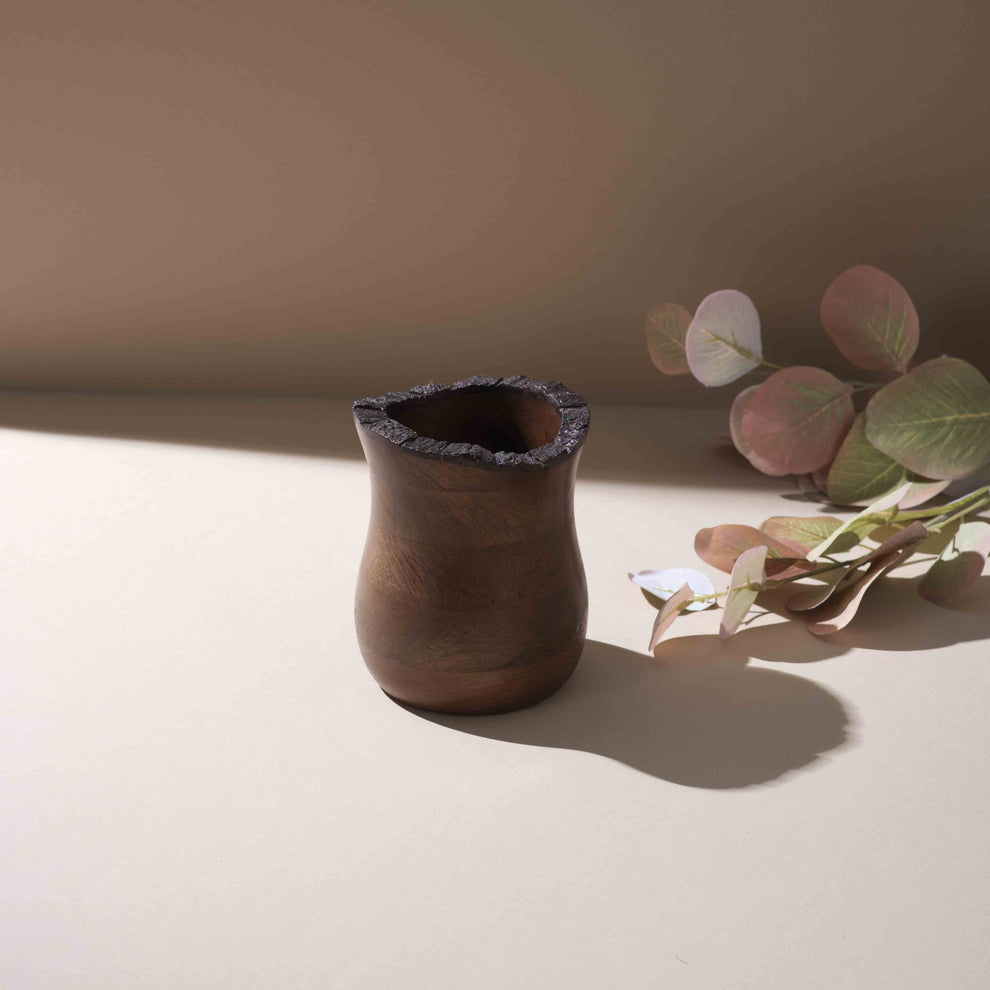 Artisan Wood Spoon Stand with Natural Edge