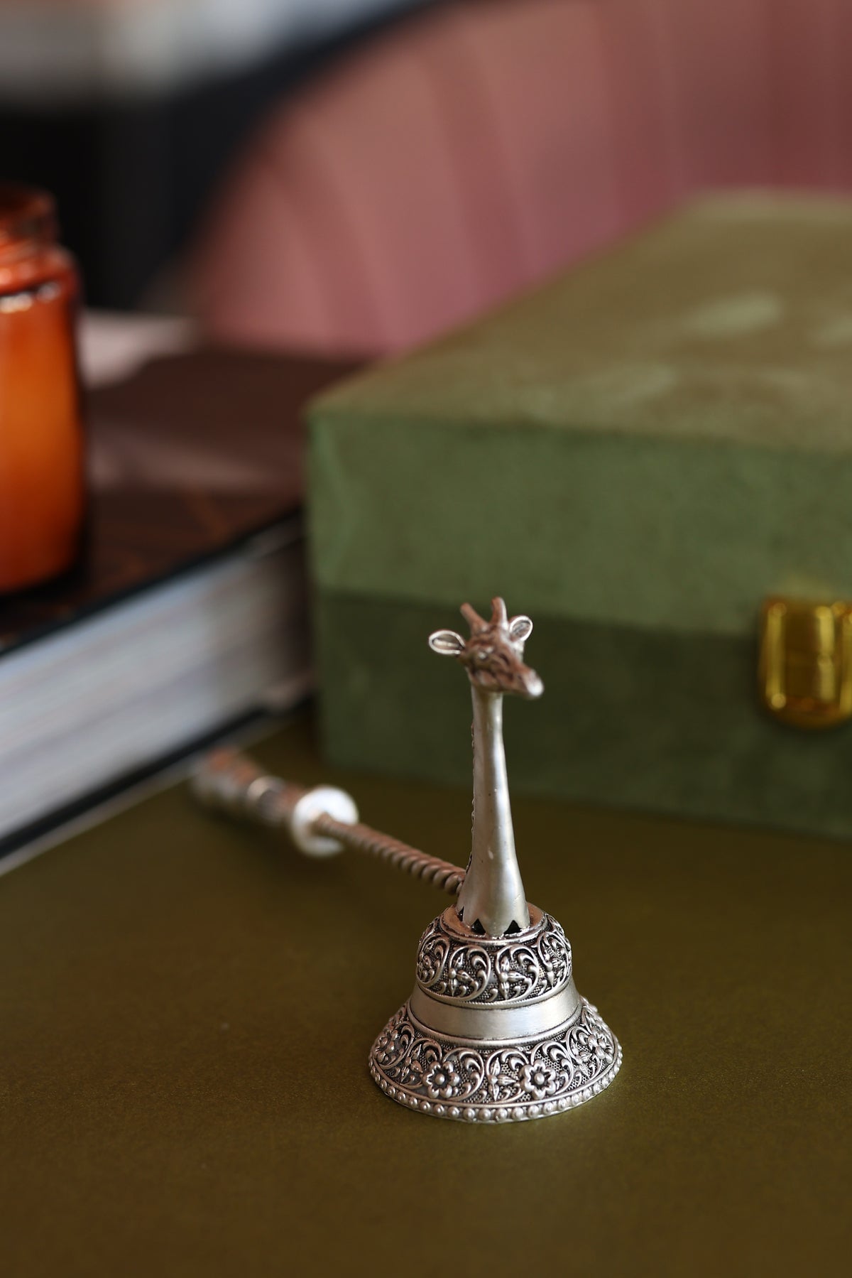 Pure Silver Plated Brass Giraffe Candle Snuffer Gift Set In Luxury Velvet Box