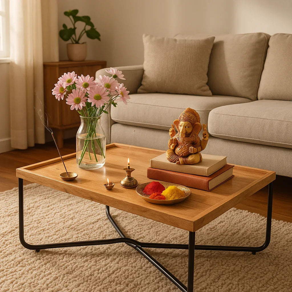 Minicoy Wooden Center Table for Living Room | Acacia Wood Coffee Table | Tea Table