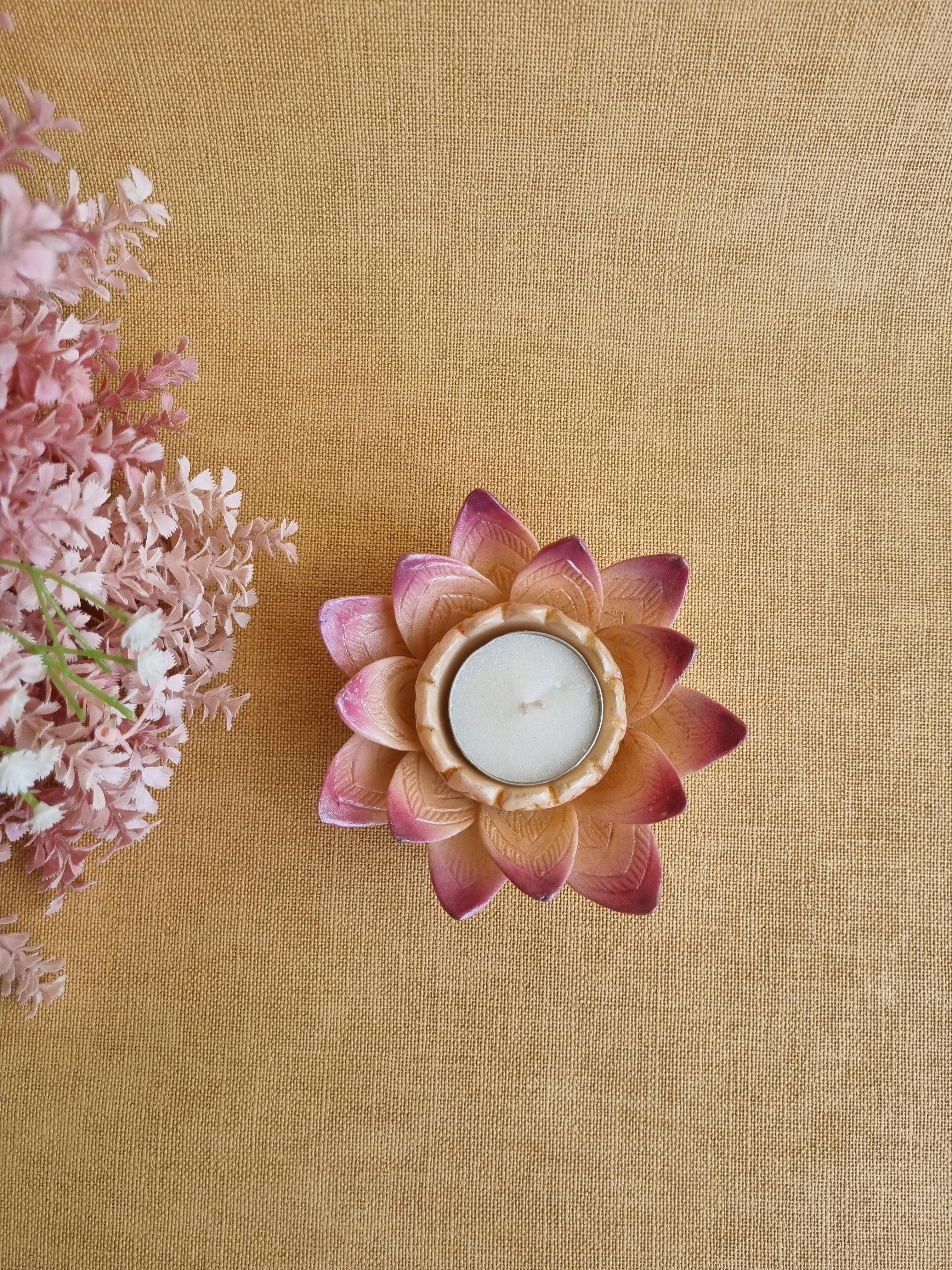 Classic Yellow Marble Dust Rose Candle holder | Tealight Holder