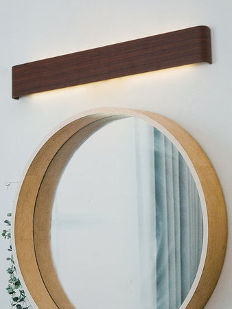 Brown Wooden LED Vanity Mirror Wall Light For Living Room & Bathroom