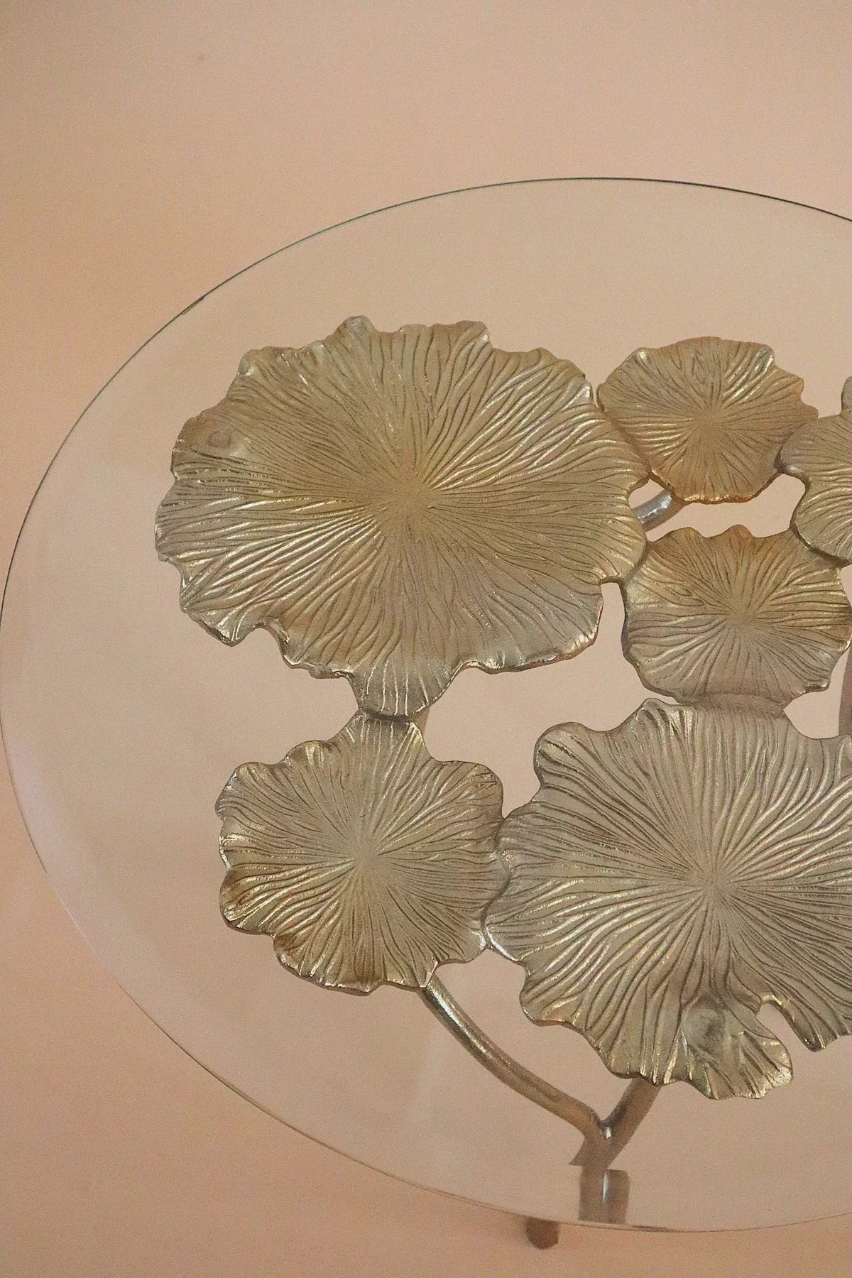 Nelumbo Coffee Table for Living Room | Lotus Inspired Designer Gold Sculptural Center Table
