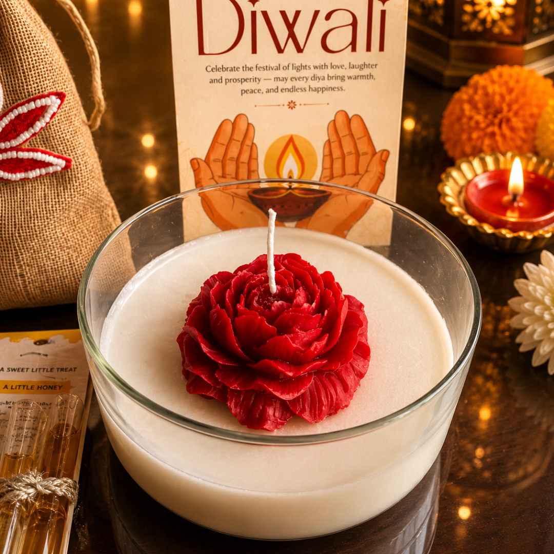 Crimson Rose Diwali Candle Gift Hamper
