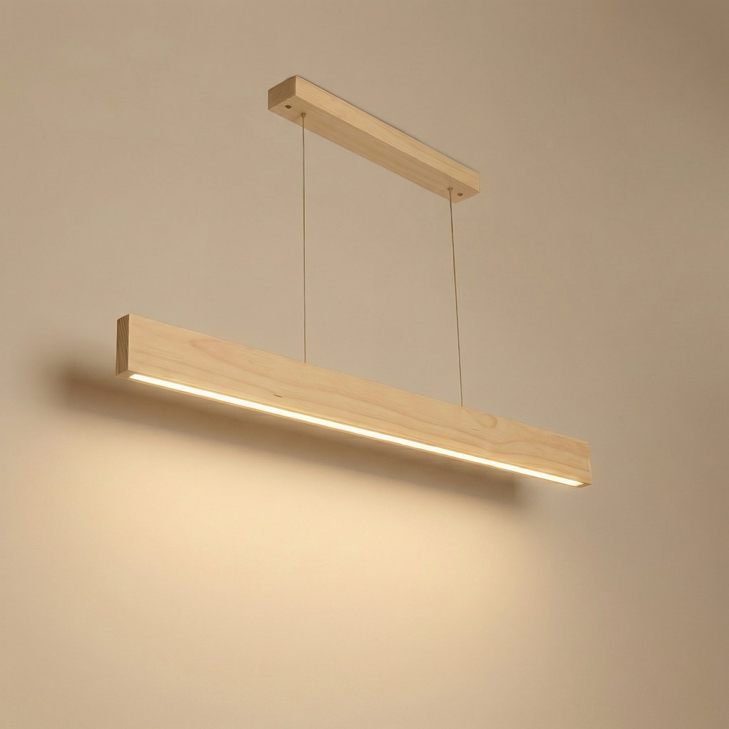 Slimline 48 Beige Wooden LED Hanging Lamp