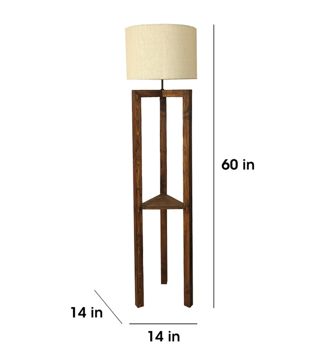 Triad Wooden Floor Lamp with Beige Fabric Lampshade