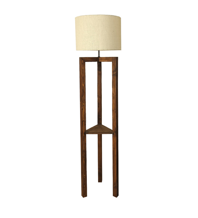 Triad Wooden Floor Lamp with Beige Fabric Lampshade