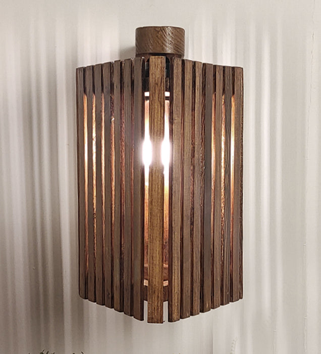 Trikona Wall Light | Elegant Brown Wooden Wall Light for Living Room | Hanging Lamp