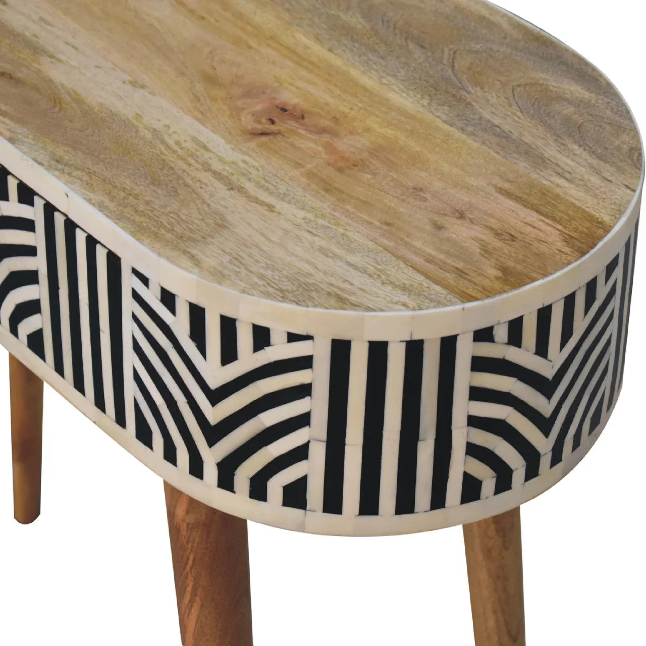 Boho Bone Inlay Console Table | Solid Mango Wood Entryway Table with Drawer