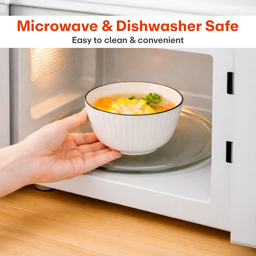 Cream Ceramic Bowl Set of 5, 580 ML Microwave & Dishwasher Safe Bowl for Serving Snacks, Dal, Rice, Noodles | Perfect for Daily Use, Gifting, Birthday, Anniversary