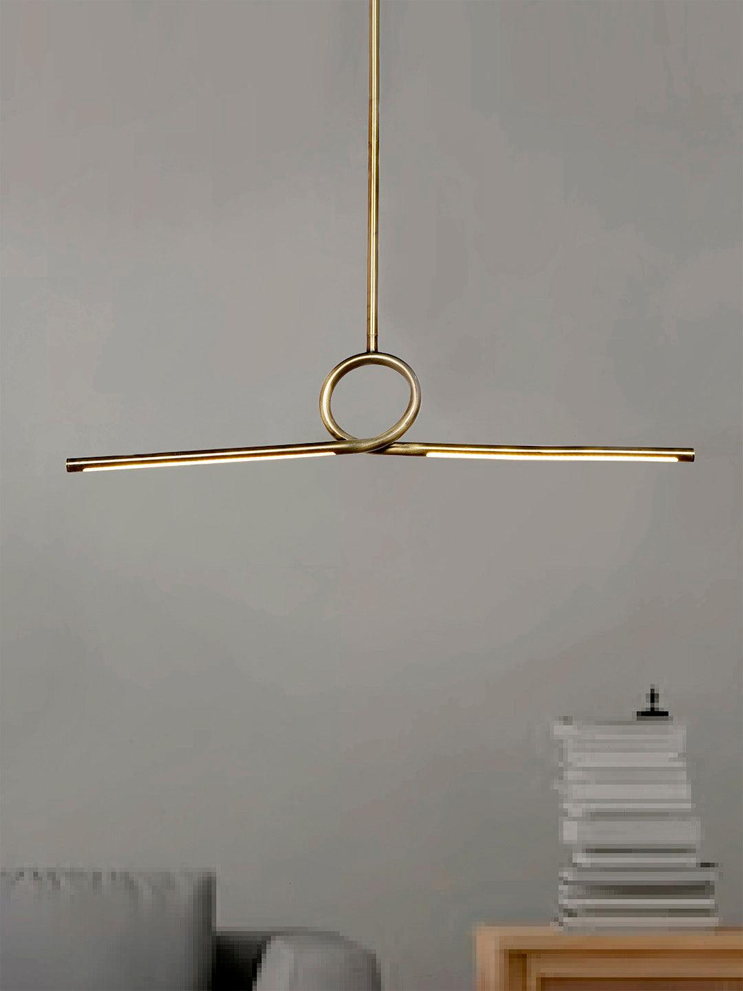 Modern Linear Antique Brass Finished Loop LED Pendant Light