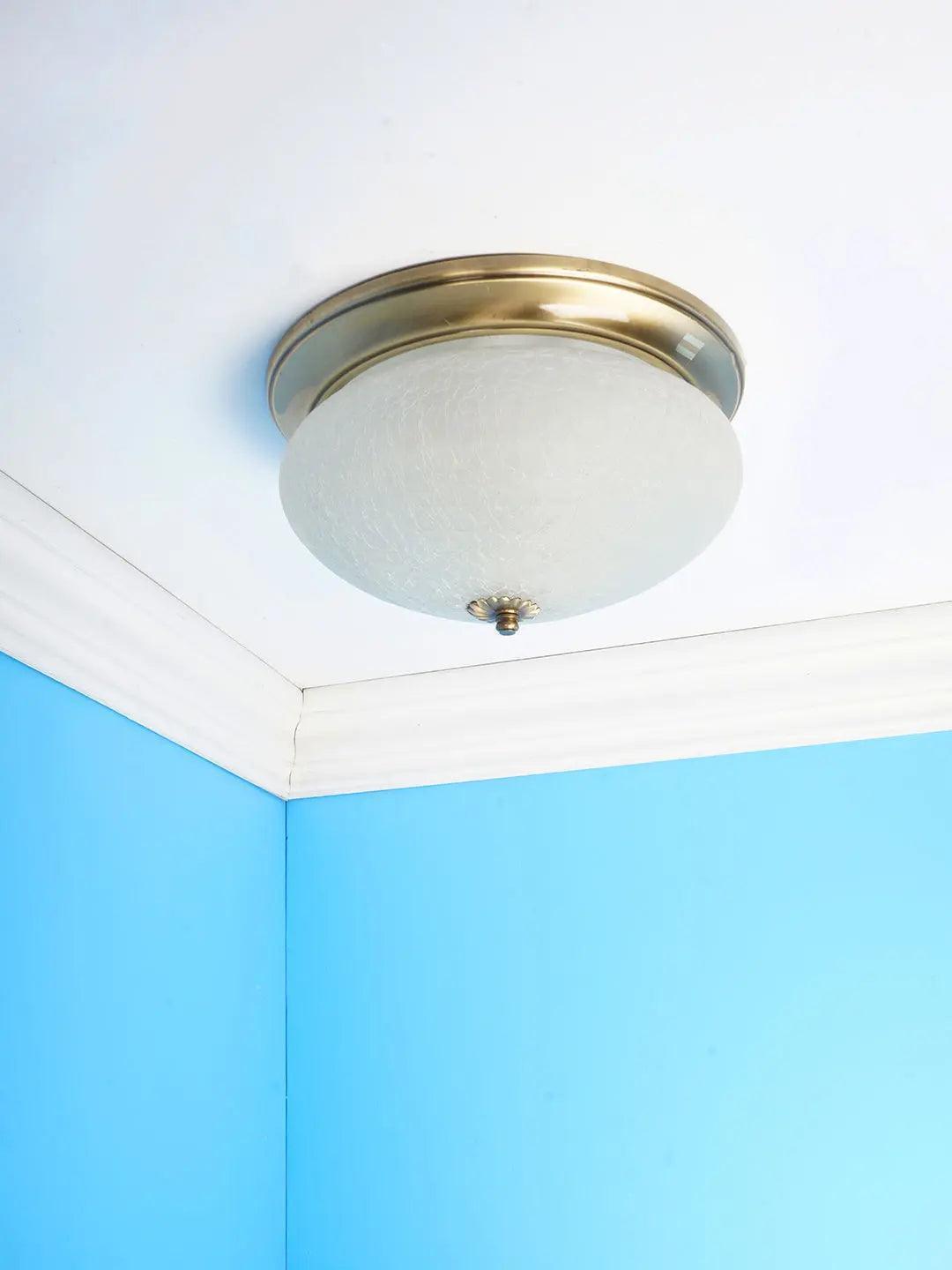 Brass and Glass Zenith Flush Mount Brass Ceiling Surface Light Lamp For Home Decor