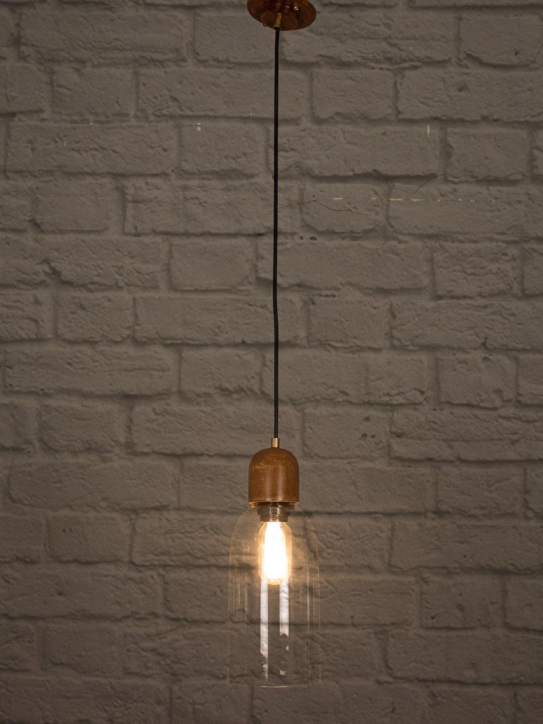 Modern Glass & Wooden Hanging Ceiling Light Lamp For Indoor & Outdoor Decoration