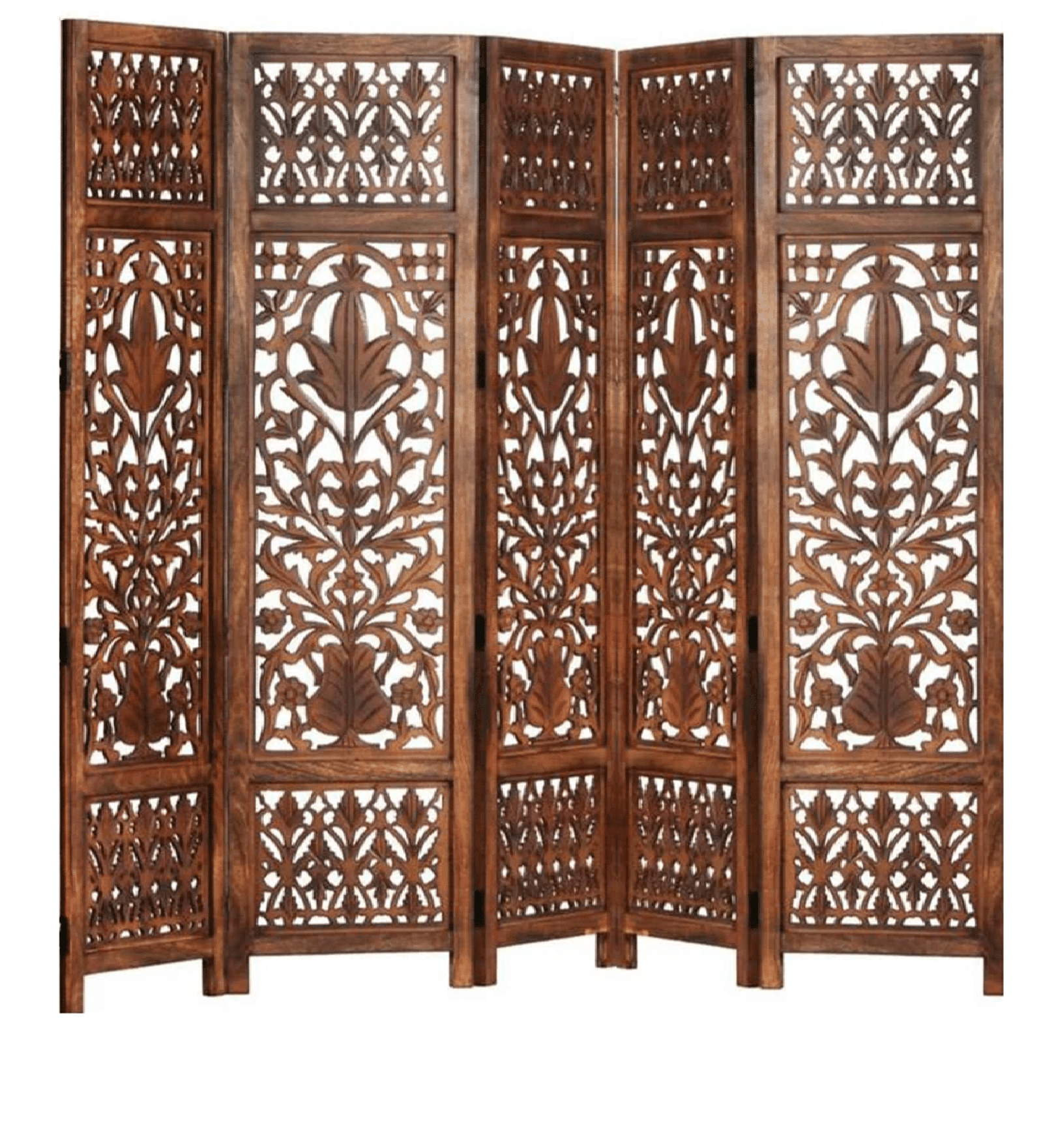 Hand Carved Mango Wood Folding Partition with MDF Jali