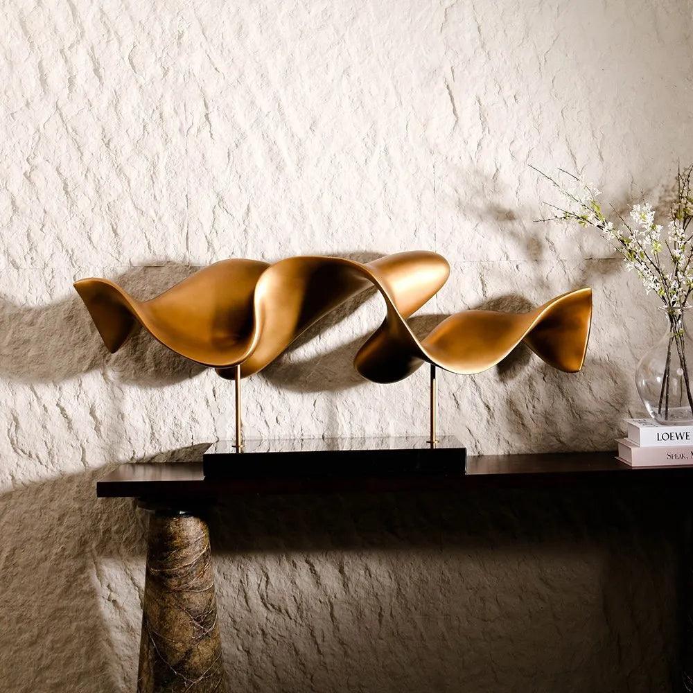 Horizontal Abstract Decor Sculpture | Designer Artistic Accent for Home Decor | Premium Marble Showpiece