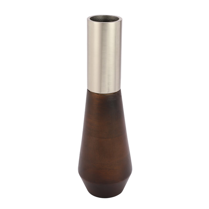 Tall Deidra Vase" Matt Silver & Black wood