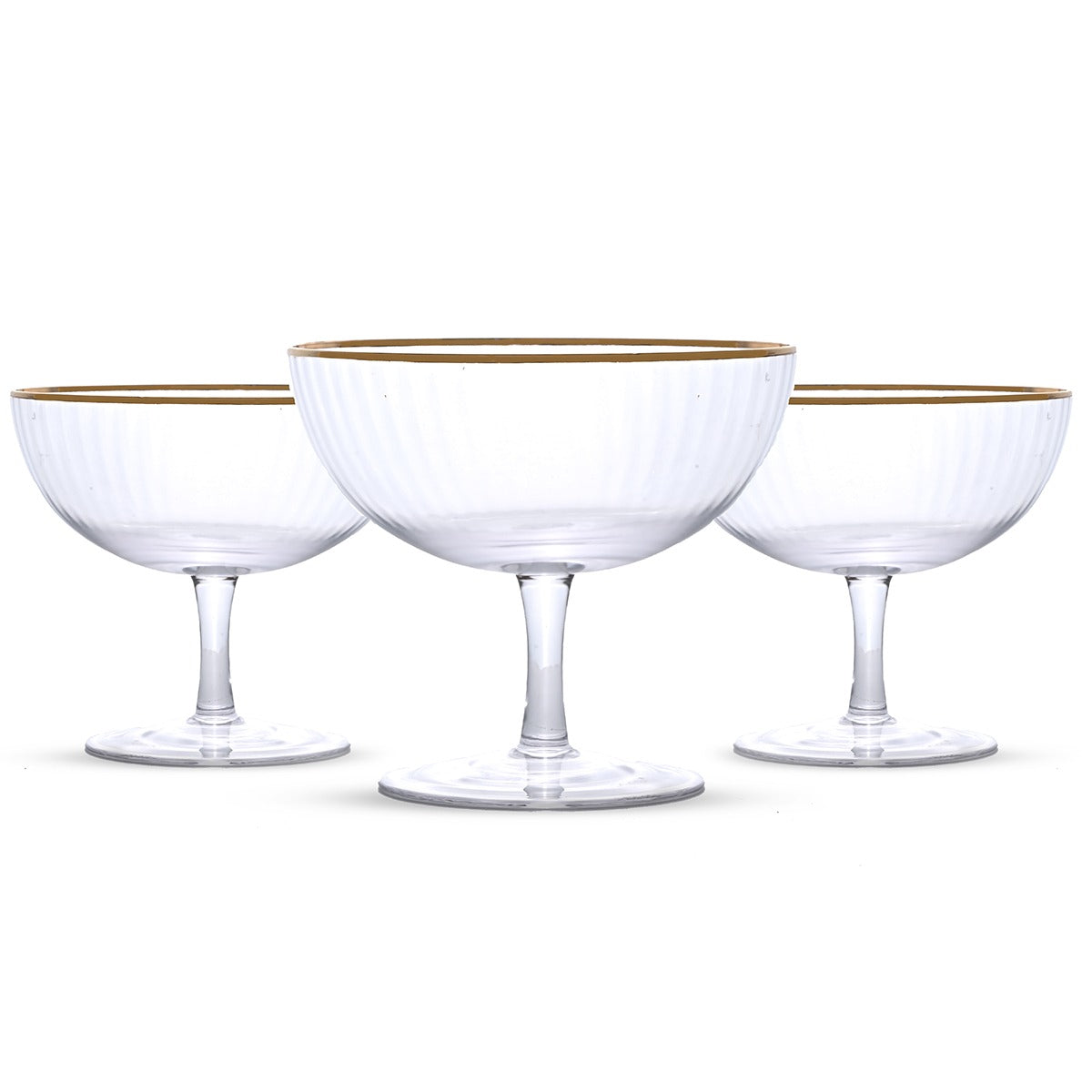 Gold Edge Ribbed Ice-Cream Tum (set of 4)