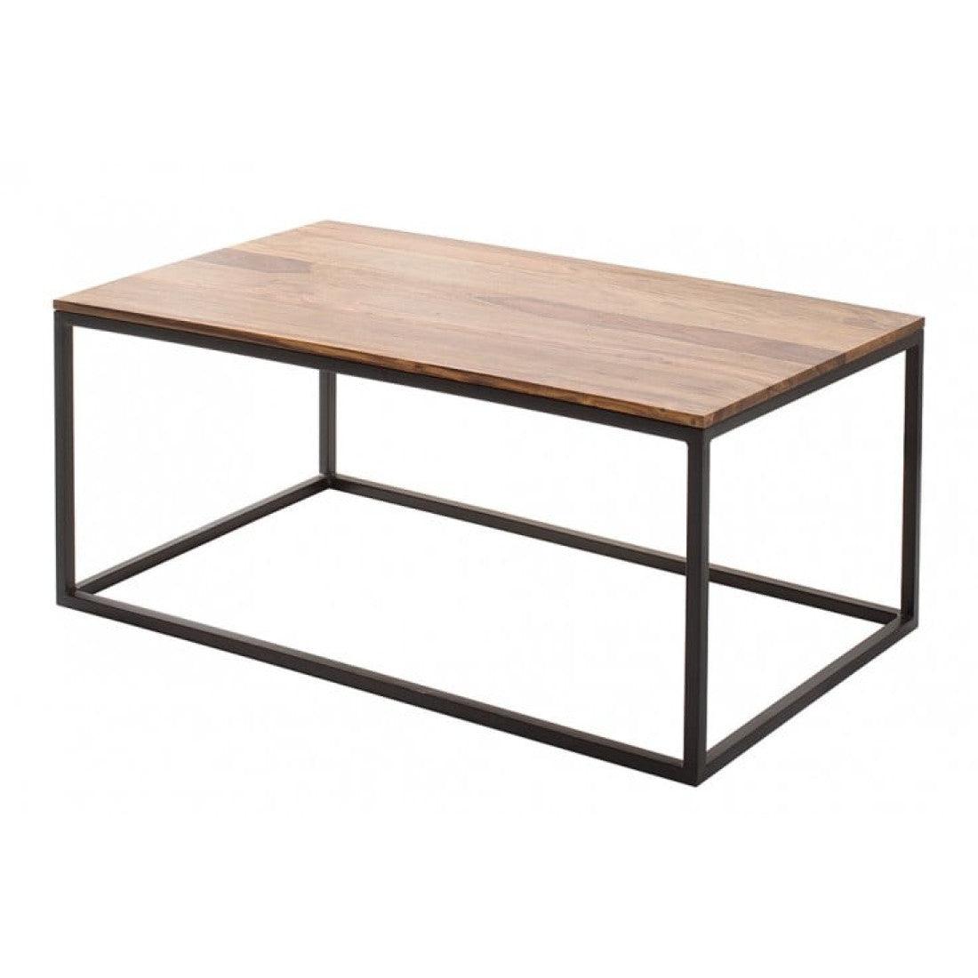 Brisbane Coffee Table With Metal Base Sheesham Wood Top