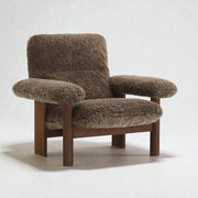 Audo Teak Wood & Fabric Upholstery Armchair
