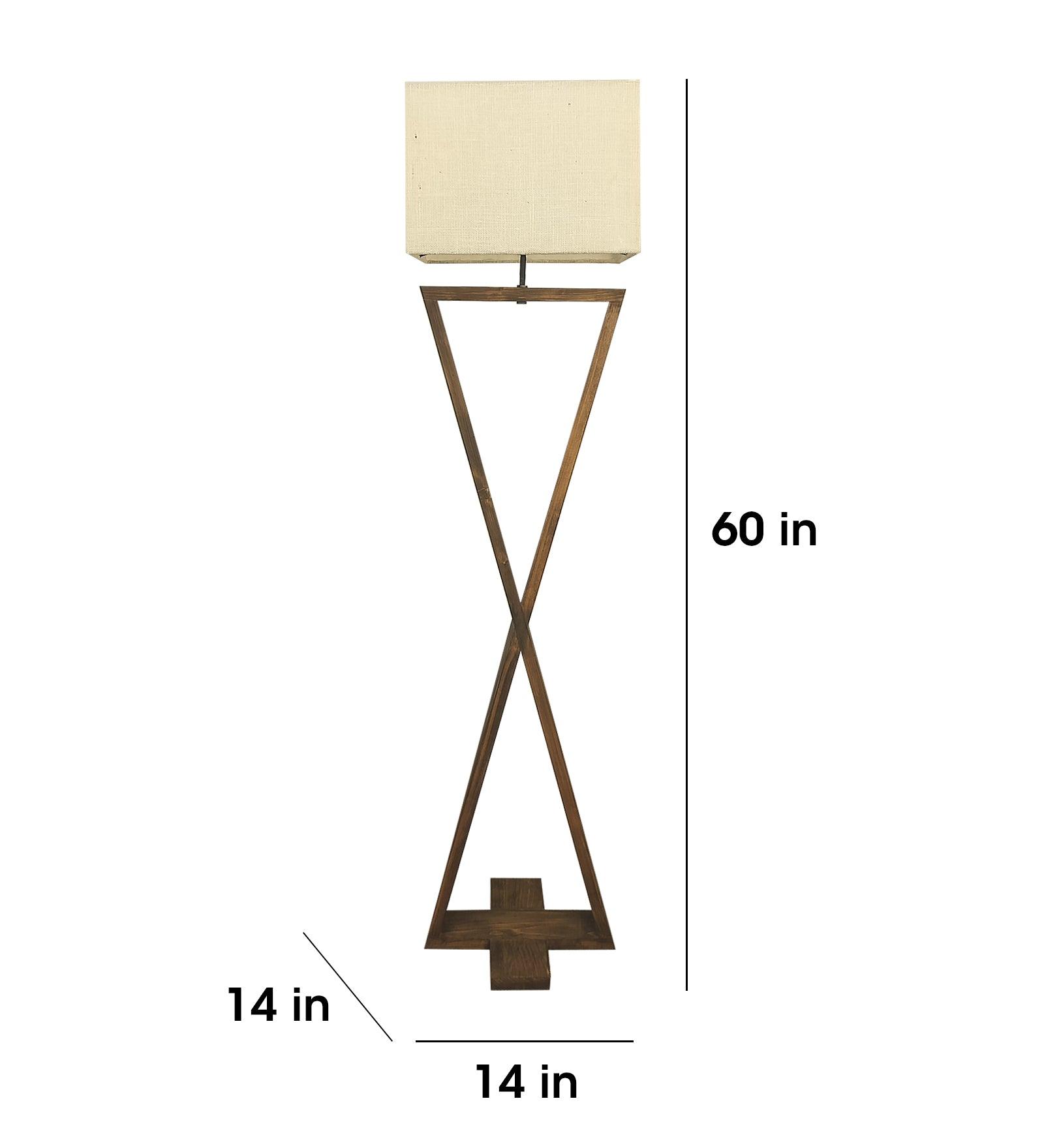 Infinity Wooden Floor Lamp with Premium Beige Fabric Lampshade