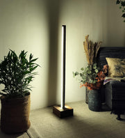 Stargate LED Wooden Floor Lamp With Brown Base