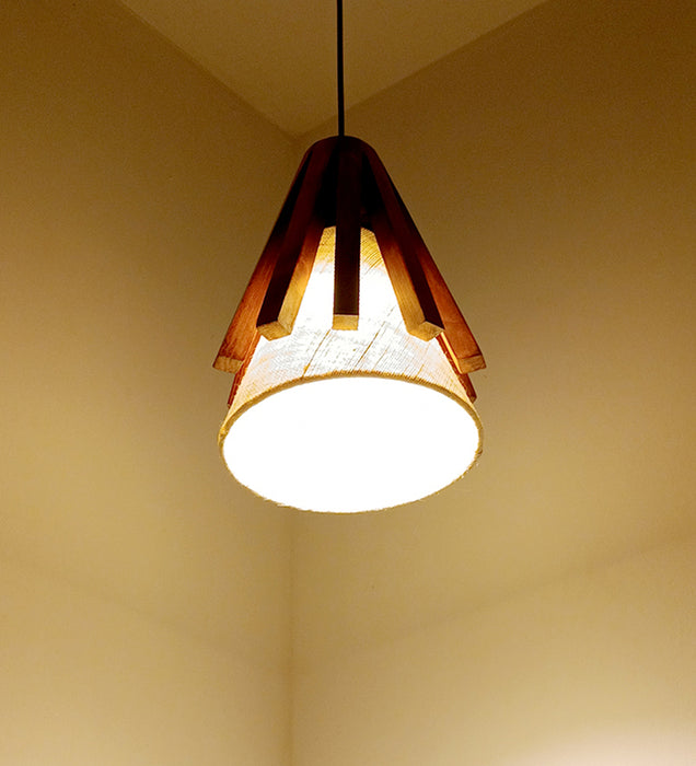 Flue Brown Wooden Single Hanging Lamp