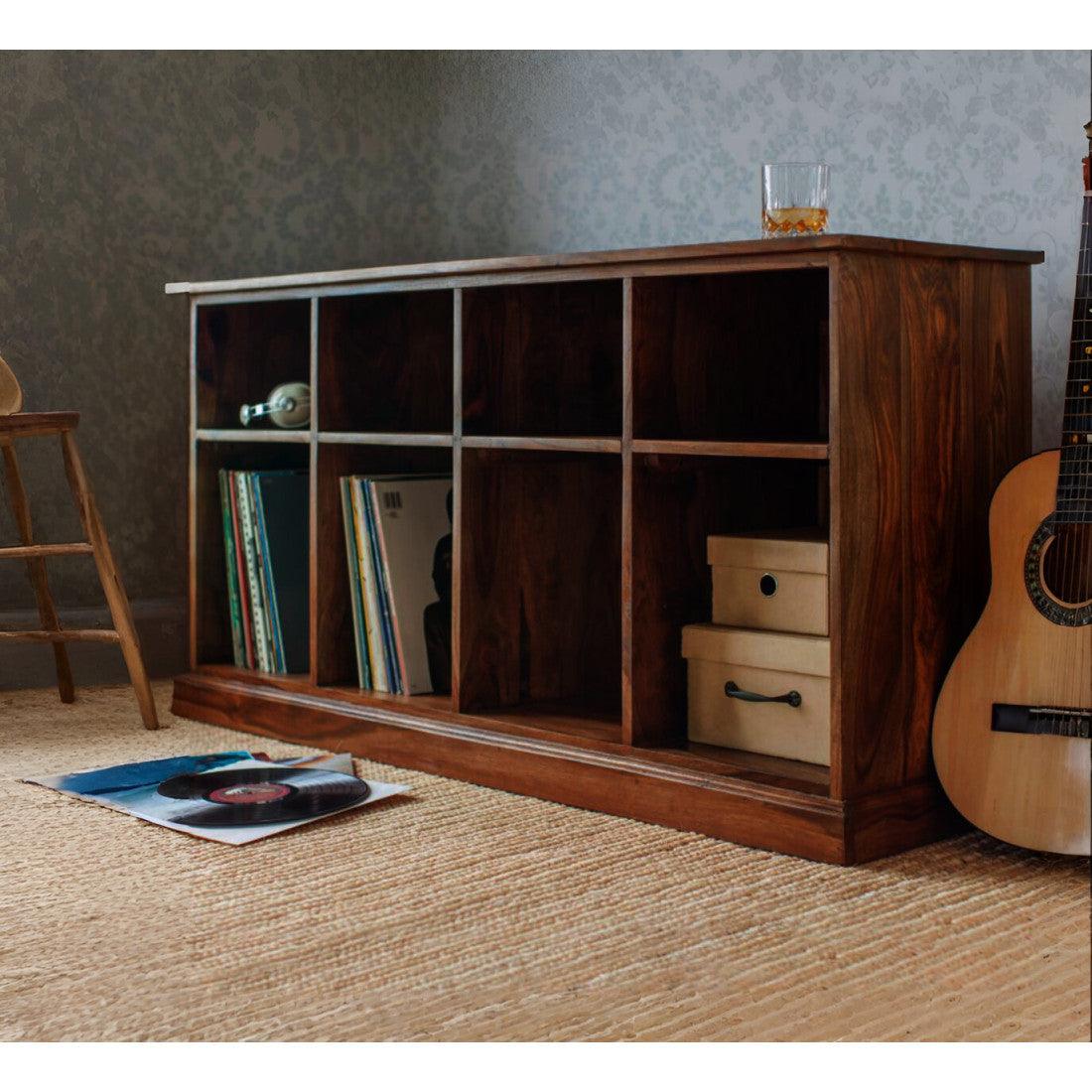 Solid Sheesham Wood Space Saver Large Bookshelf | Sideboard