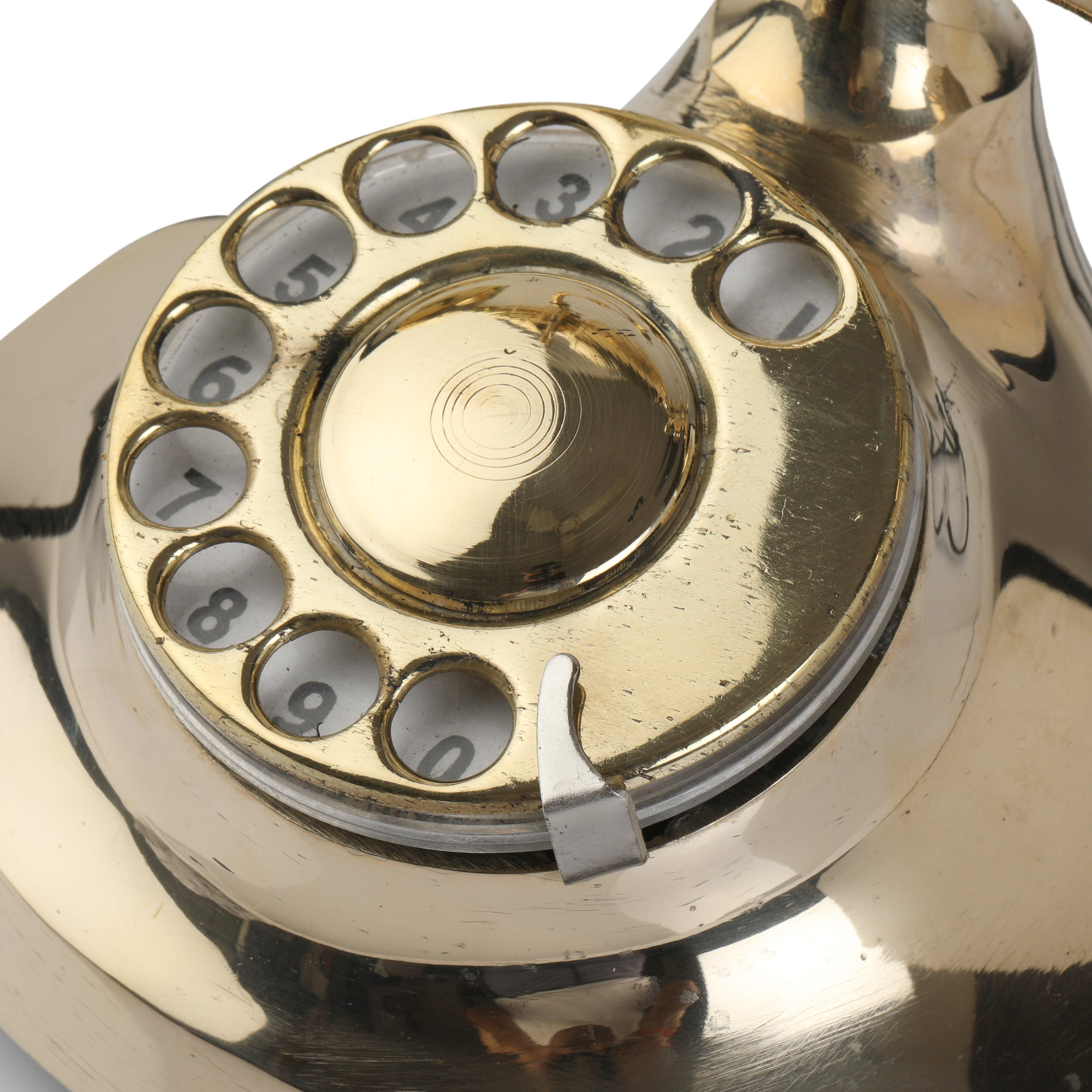 Decorative Brass and Wood Telephone Replica - Unique Model