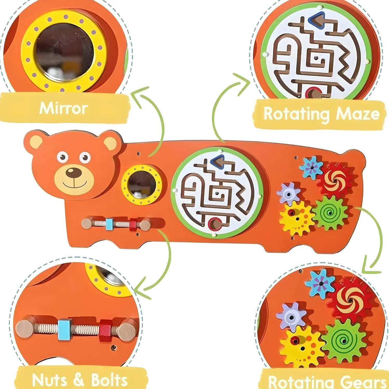 Bear Wall Toy Activity Board Educational Preschool Toy