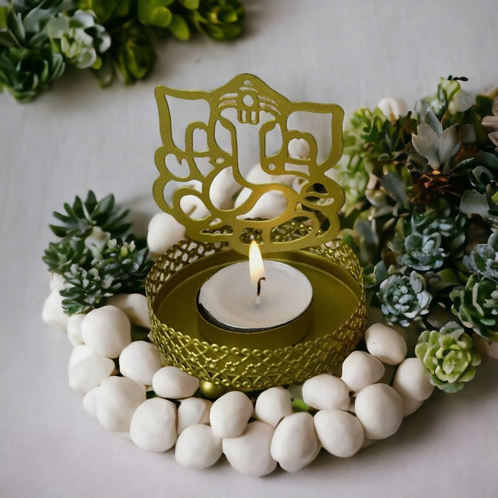 Roshni Ganesh Tealight Candle Holder | Sculpture Diya for Diwali Decor