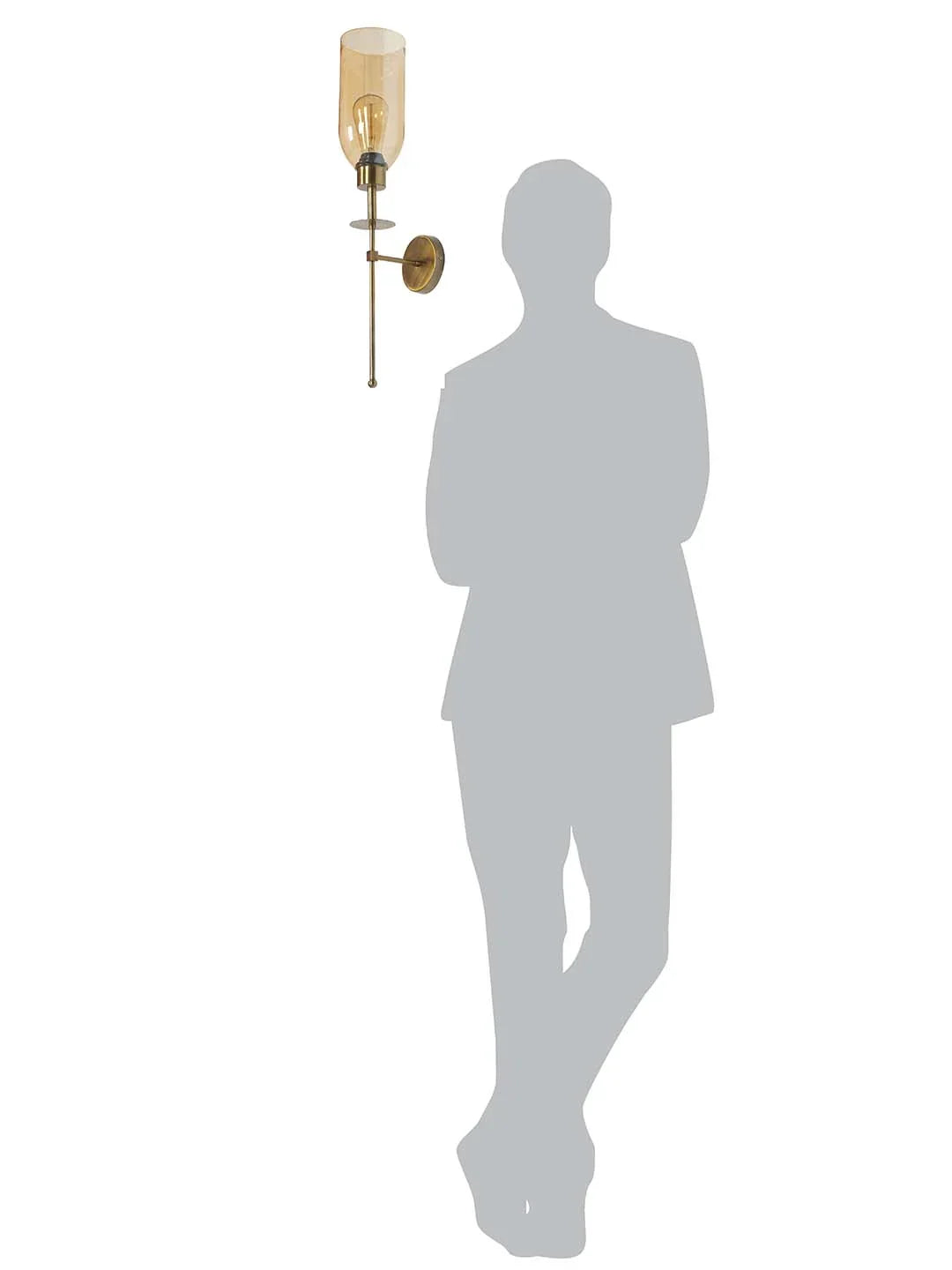 Modern Long Arm Antique Gold Wall Light with Translucent Glass Shade