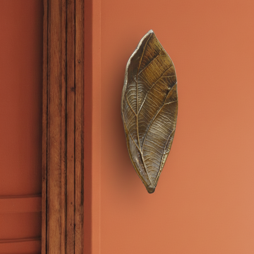 Leaf Metal Wall Candle Sconce | Antique Brass Decorative Wall Décor for Home