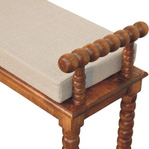 Amber Oak Mud Linen Bench