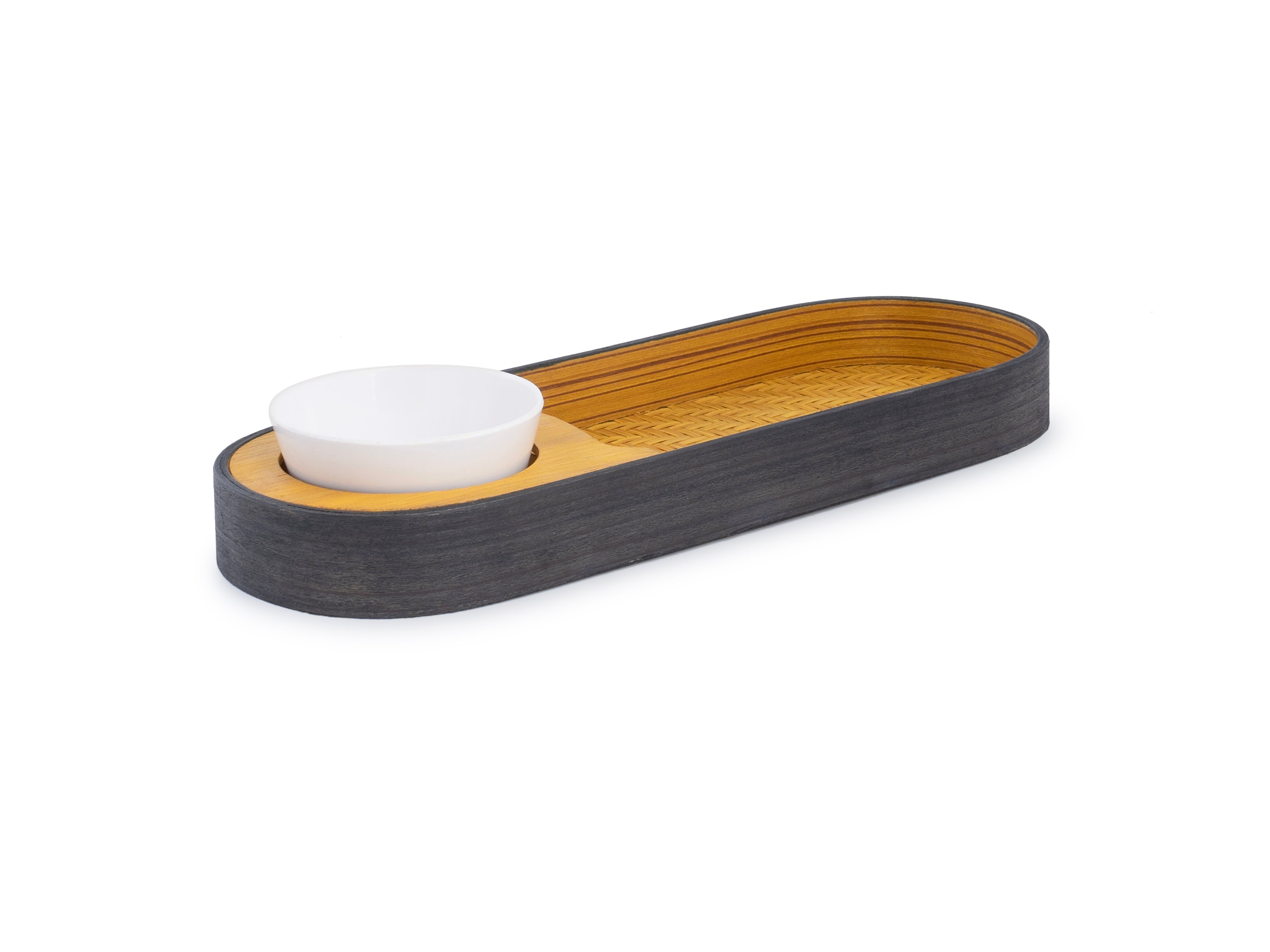 Bamboo Oval Snacks Platter With Bowl
