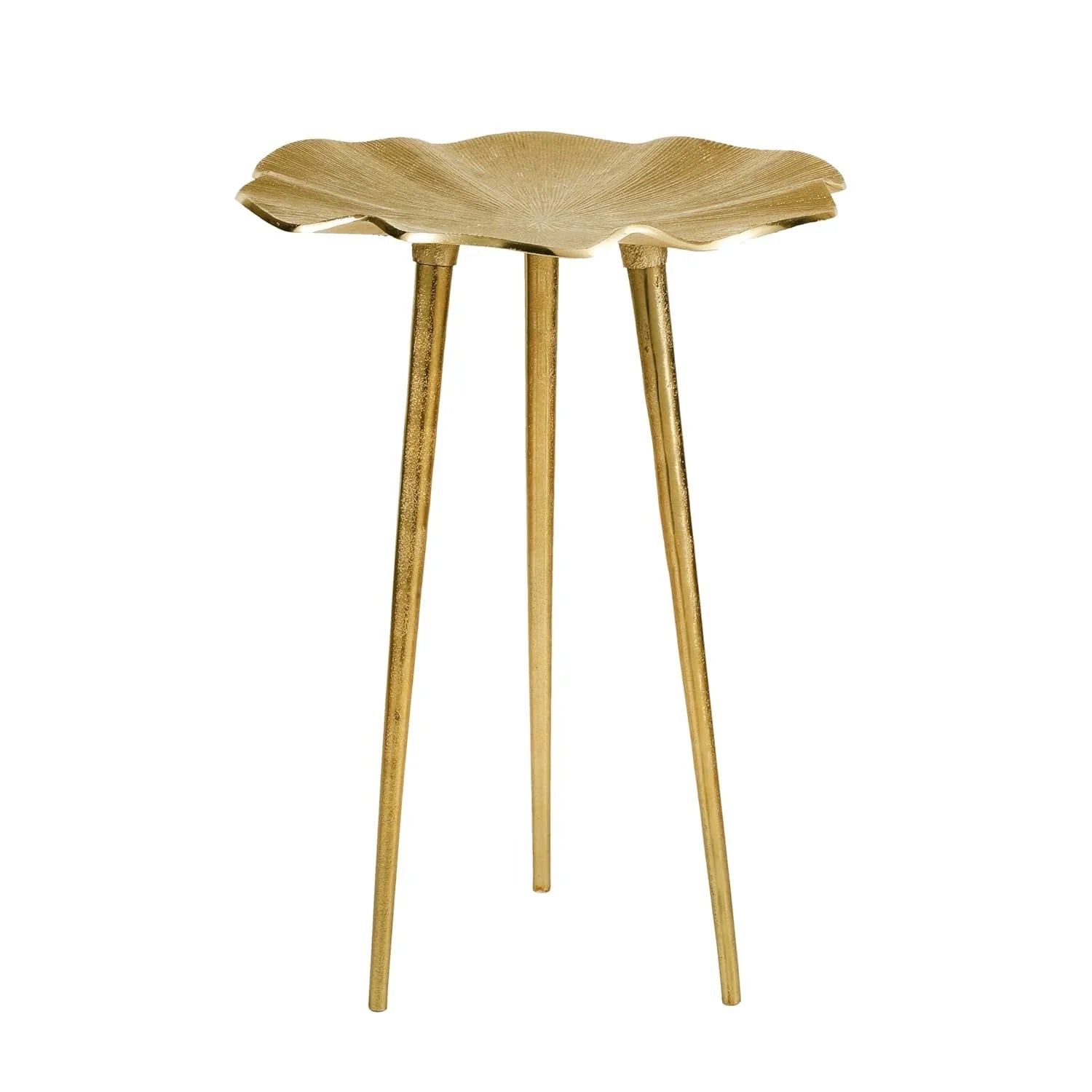 Designer Canopy Leaf Side Table | Gold Modern Accent Table for Living Room & Bedroom Decor