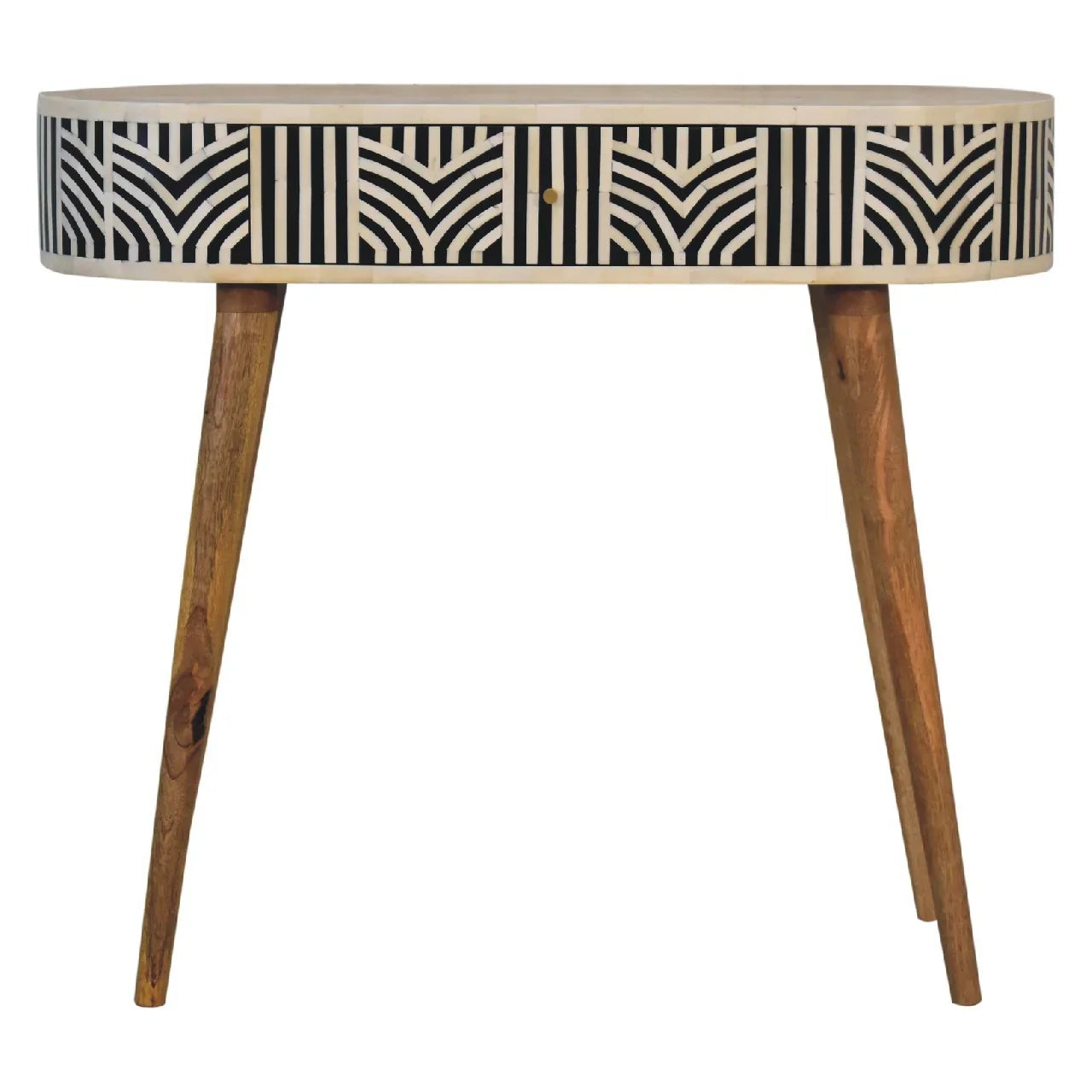 Boho Bone Inlay Console Table | Solid Mango Wood Entryway Table with Drawer