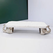 Marble Chowki With Aluminum Cast Legs For Pooja Style 2